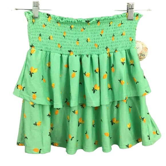 Jolie & Joy Mini Skirt and Ruffled Crop Top Set Size Medium Green with Lemons - Picture 10 of 13